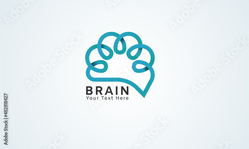 Brain Logo, simple and minimalist line Style brain logo, usable for Tech, business and company logos, flat design logo template,vector illustration