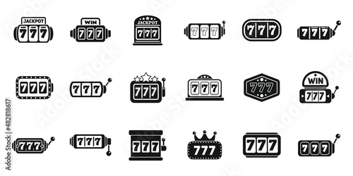 Lucky 7 icons set simple vector. Casino slot photo
