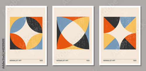 Set of minimal 20s geometric design posters, vector template