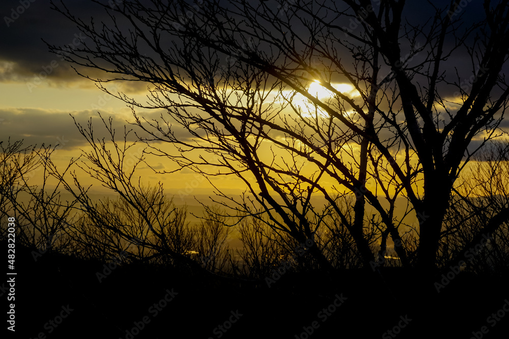 Beautiful sunset in autumn at Chekhov Peak Beautiful sunset in autumn at Chekhov Peak