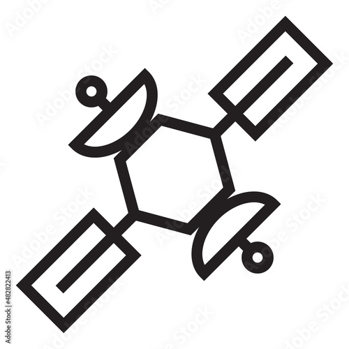 Space station icon. Artificial salellite. Navigation technology symbol