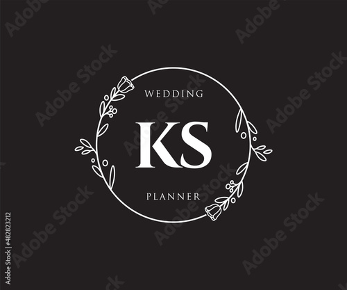 Initial KS feminine logo. Usable for Nature, Salon, Spa, Cosmetic and Beauty Logos. Flat Vector Logo Design Template Element.