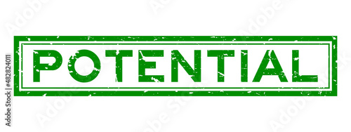 Grunge green potential word sqaure rubber seal stamp on white background