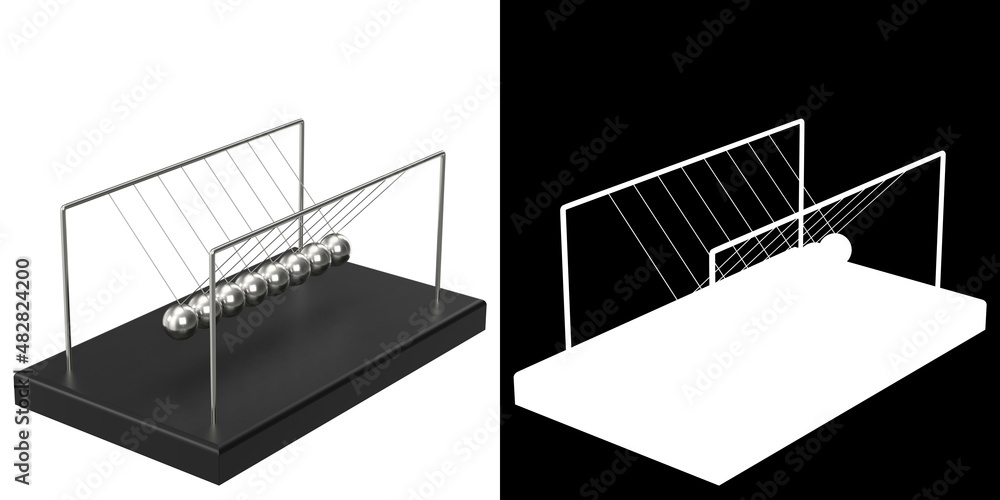 3D rendering illustration of a newton cradle
