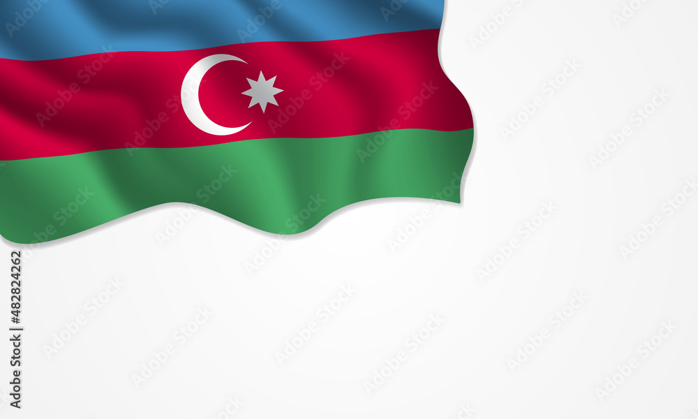 Azerbaijan flag waving illustration with copy space on isolated background Azerbaijan flag waving illustration with copy space on isolated background