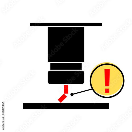 Milling machine head spindle CNC with drill bit or end mill broken flat vector icon design.
