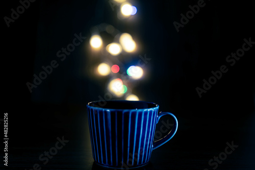 cup of coffee on a dark background