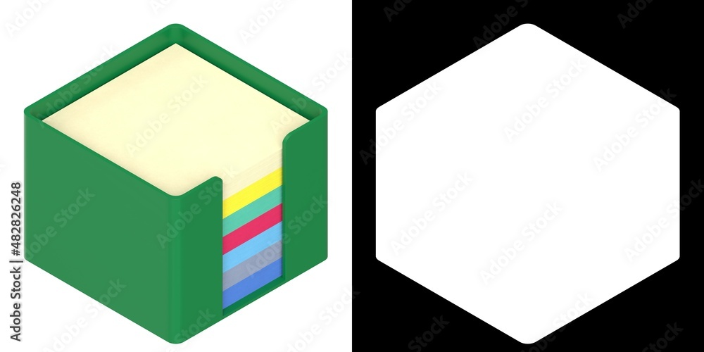 3D rendering illustration of a notes cube holder 3D rendering illustration of a notes cube holder
