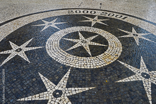 Traditional portuguese stone mosaic calcade