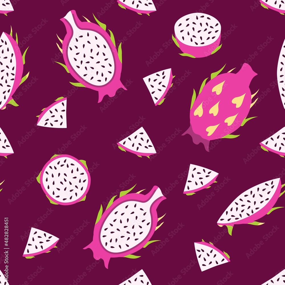 Seamless pattern with pitaya. Cartoon vector illustration. Seamless pattern with pitaya. Cartoon vector illustration.