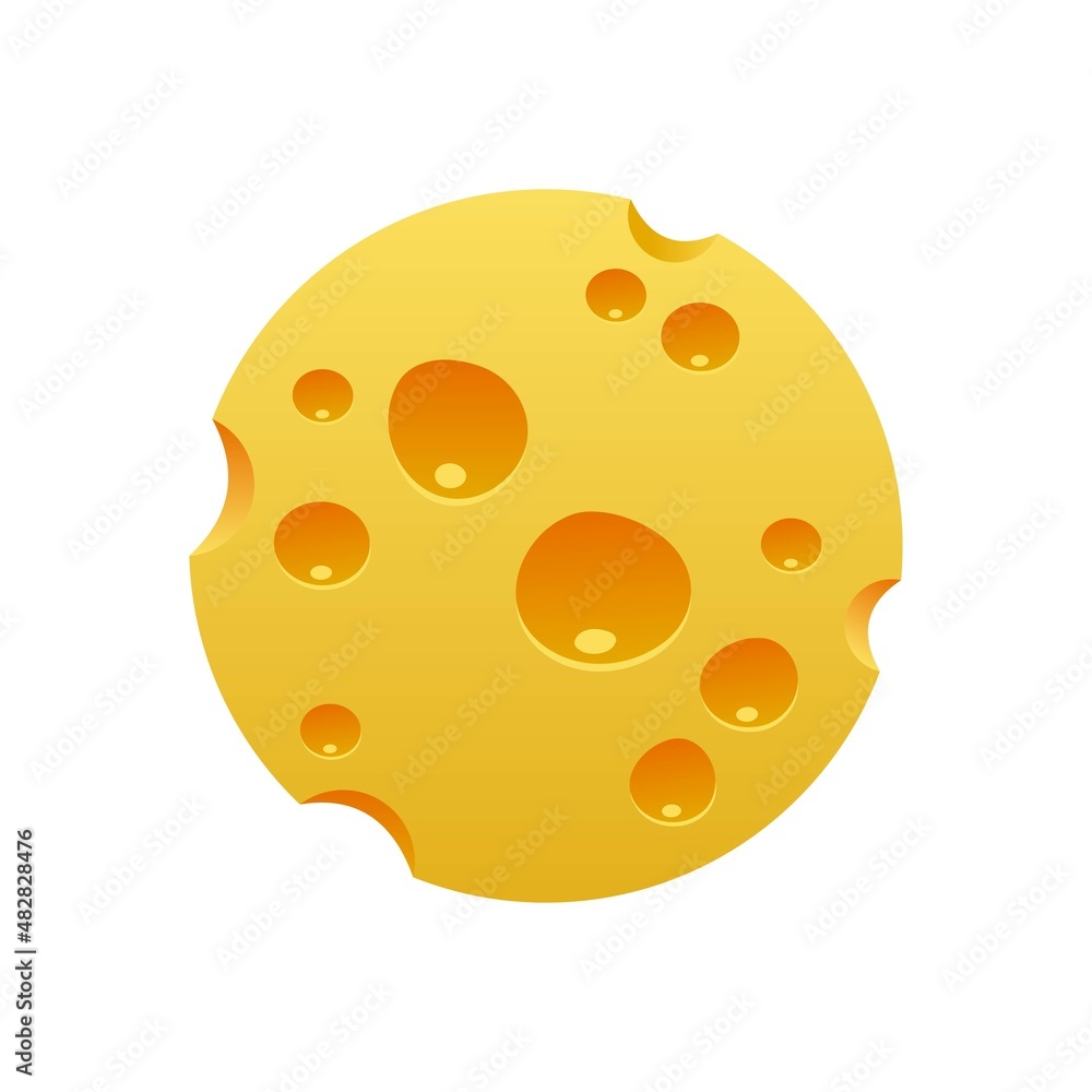 Round piece of cheese with holes. Vector stock illustration. Round piece of cheese with holes. Vector stock illustration.