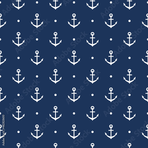 nautical seamless pattern with anchors