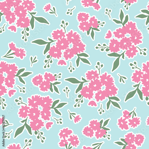 blue and pink textile pattern ditsy