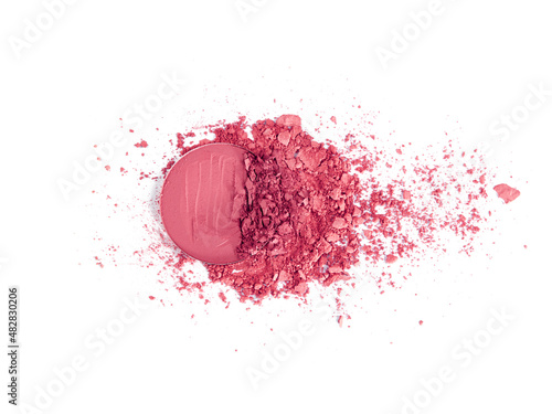 Cracked make-up sample. Isolated on white background.