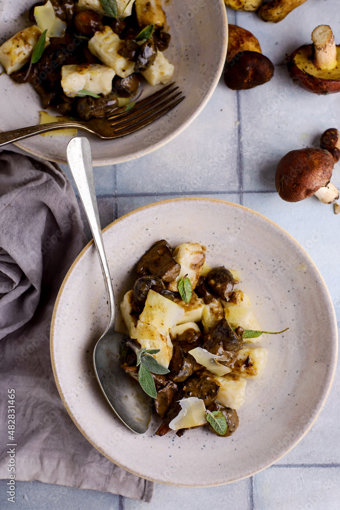 gnocchi with wild mushrooms.style rustic. gnocchi with wild mushrooms.style rustic.