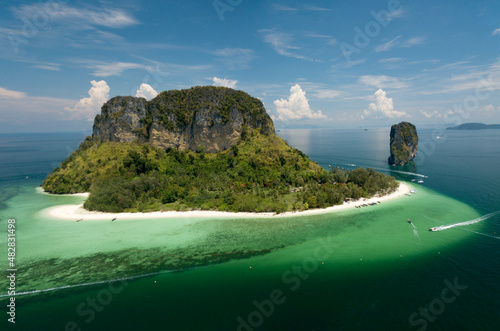Aerial view Poda Island famous place at Phuket and Krabi province in Thailand.