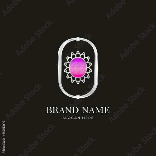 Ruby Logo Illustration Jewellery company logotype. 