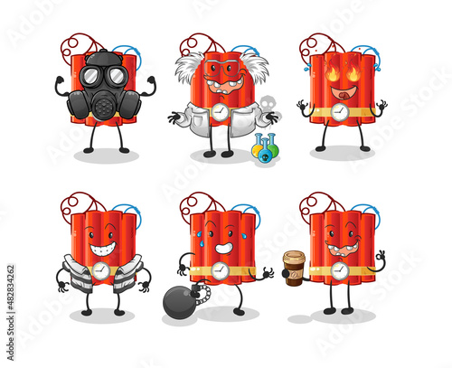 dynamite villain group character. cartoon mascot vector