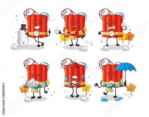 dynamite in cold weather character mascot vector