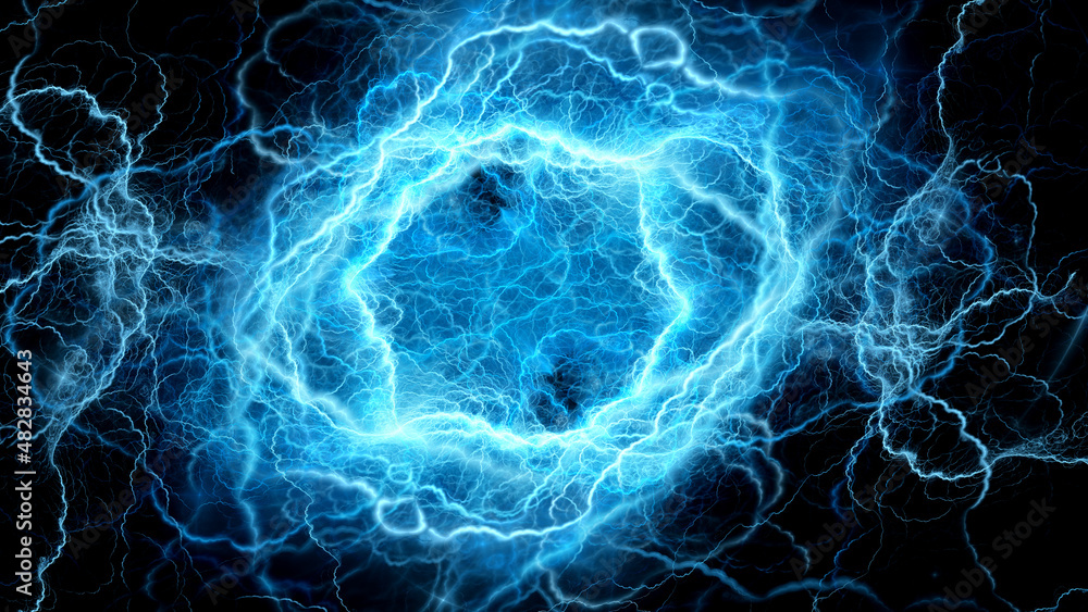 Blue glowing dual circular lightning abstract background Blue glowing dual circular lightning abstract background