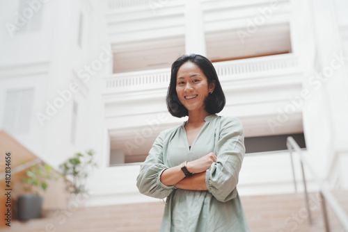 Asian Chinese Woman Mother Female posing historical building