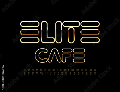 Vector exclusive logo Elite Cafe. Unique Luxury Font. Premium style Alphabet Letters and Numbers set