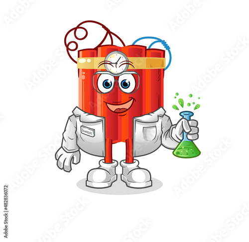 dynamite scientist character. cartoon mascot vector