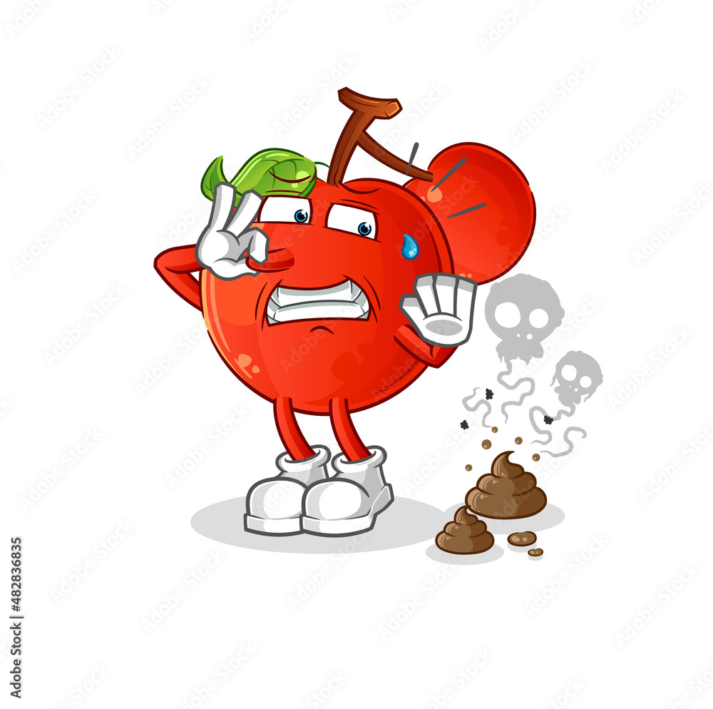 cherries with stinky waste illustration. character vector