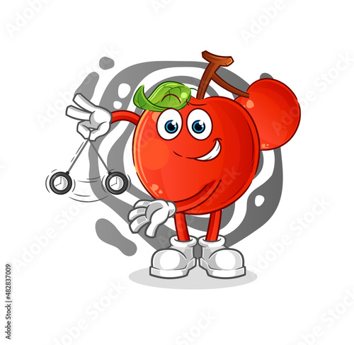 cherries hypnotizing cartoon. cartoon mascot vector