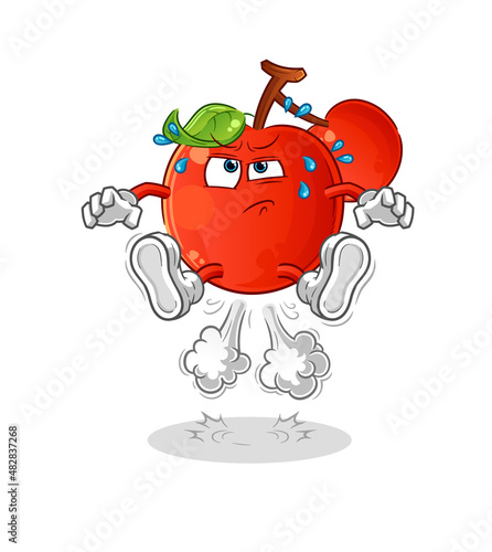 cherries fart jumping illustration. character vector