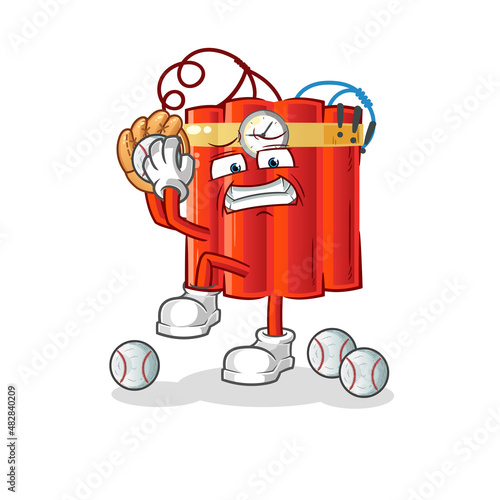 dynamite baseball pitcher cartoon. cartoon mascot vector