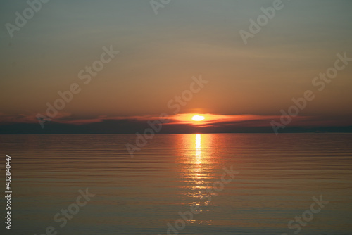 Picturesque view of Lake Baikal in sunrise .Rift lake located in southern Siberia, Russia. The largest freshwater lake by volume in the world. A Natural Wonder Of The World.