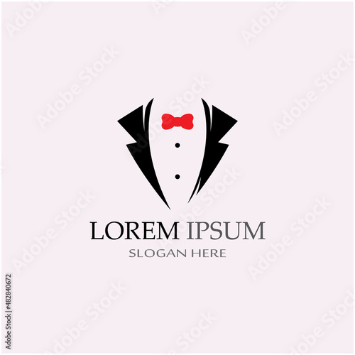 Tuxedo icon and logo for menswear , design template and vector illustration