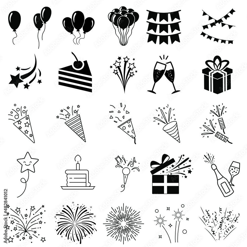 Celebration vector icon. Birthday illustration sign collection. Party symbol.  Decoration logo. Stock-Vektorgrafik