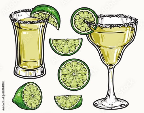 Tequila drinks with salt and lime