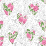 Seamless floral pattern in the form of hearts. Endless pattern. Pictures for Valentine's Day. Hearts. Love. The senses