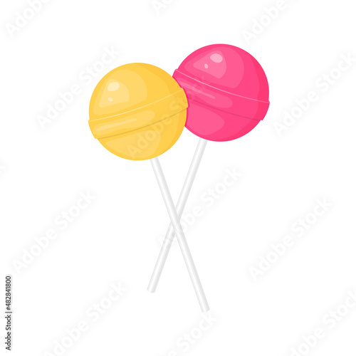 Two crossed round lollipops vector illustration
