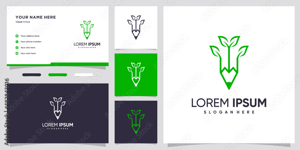 nature pencil logo design with style and creative concept nature pencil logo design with style and creative concept