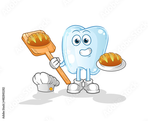 tooth baker with bread. cartoon mascot vector