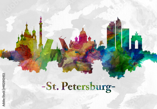 Canvastavla St. Petersburg Russian skyline