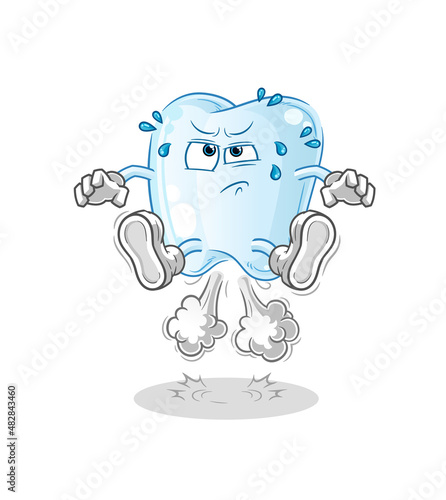 tooth fart jumping illustration. character vector
