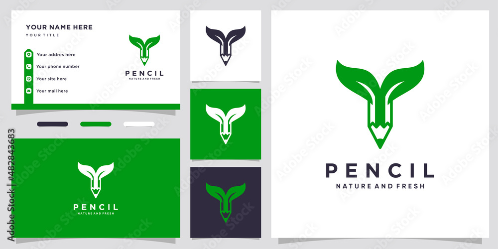 nature pencil logo design with style and creative concept nature pencil logo design with style and creative concept