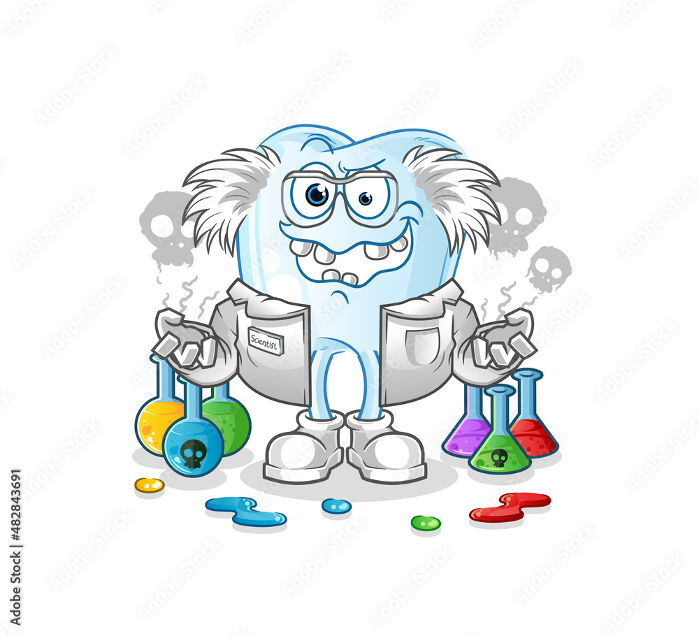 tooth mad scientist illustration. character vector tooth mad scientist illustration. character vector