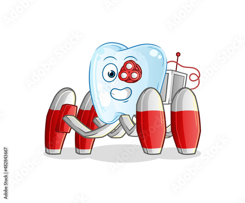 tooth future robot vector. cartoon character