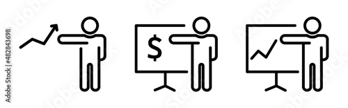 Business meeting and graph icon