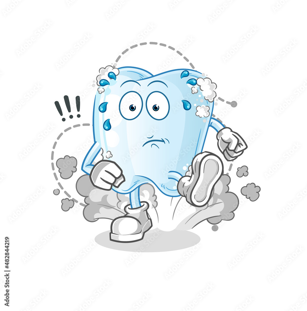 tooth with foam running illustration. character vector tooth with foam running illustration. character vector