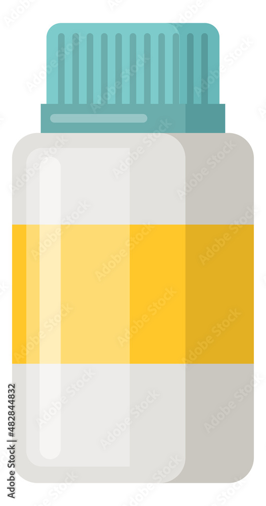 Small plastic bottle with empty label. Cartoon container Small plastic bottle with empty label. Cartoon container