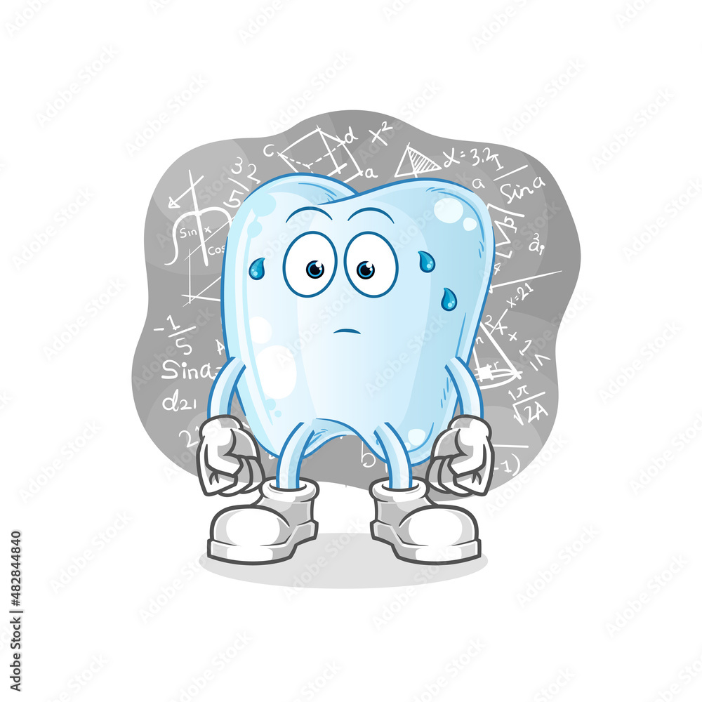 tooth thinking hard vector. cartoon character tooth thinking hard vector. cartoon character