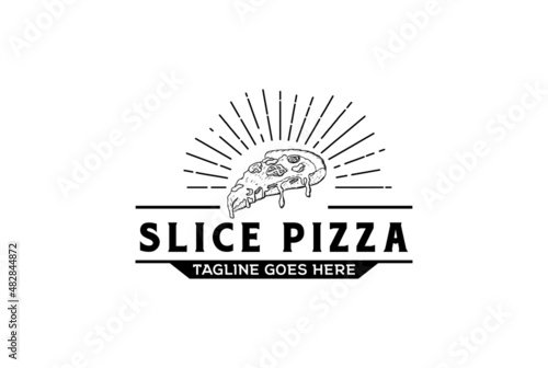 Pizza Slice for Vintage Rustic Retro Vintage Pizzeria Restaurant Bar Bistro logo design