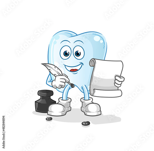 tooth writer vector. cartoon character